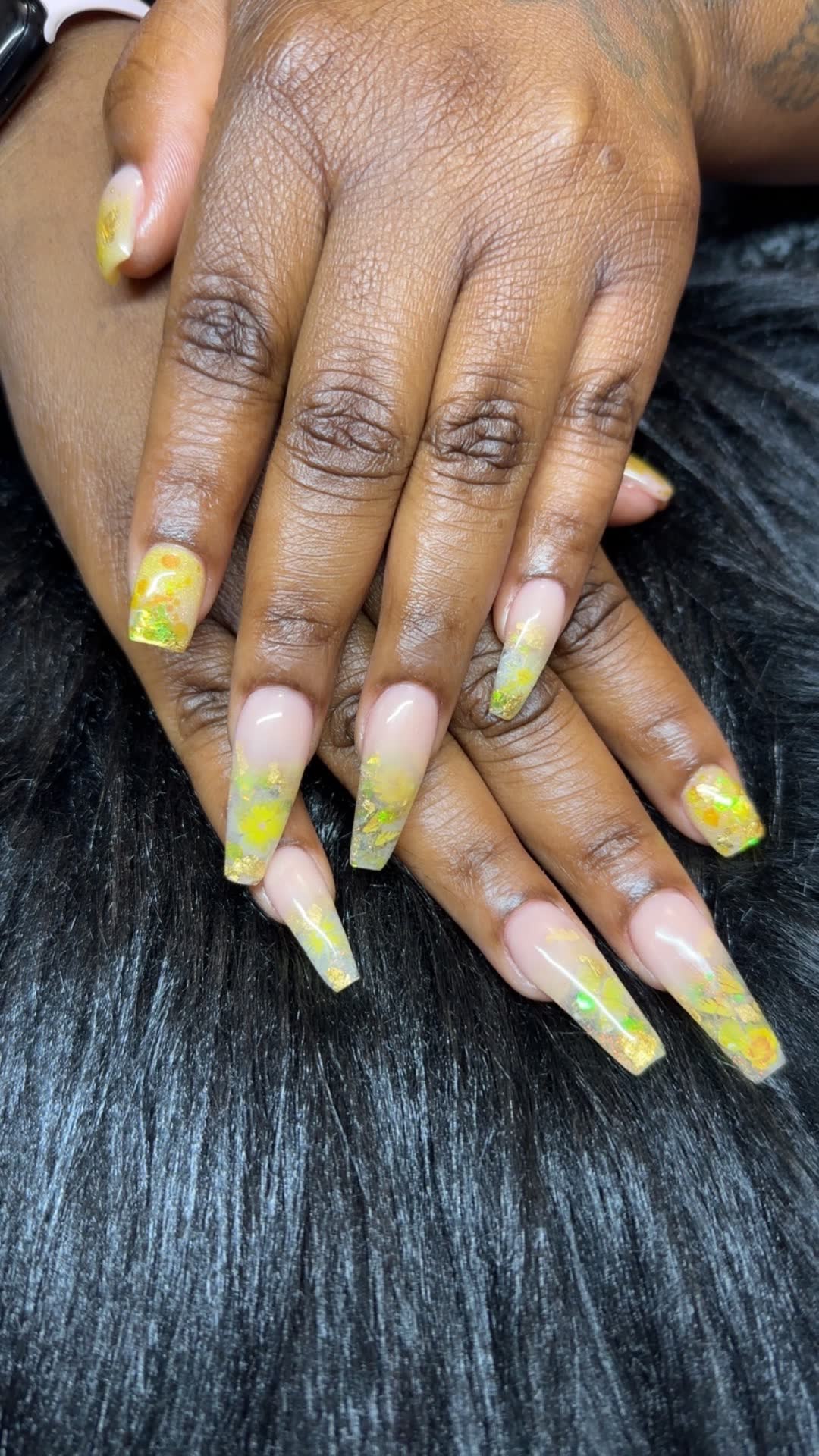 Yellow floral encapsulated coffin set