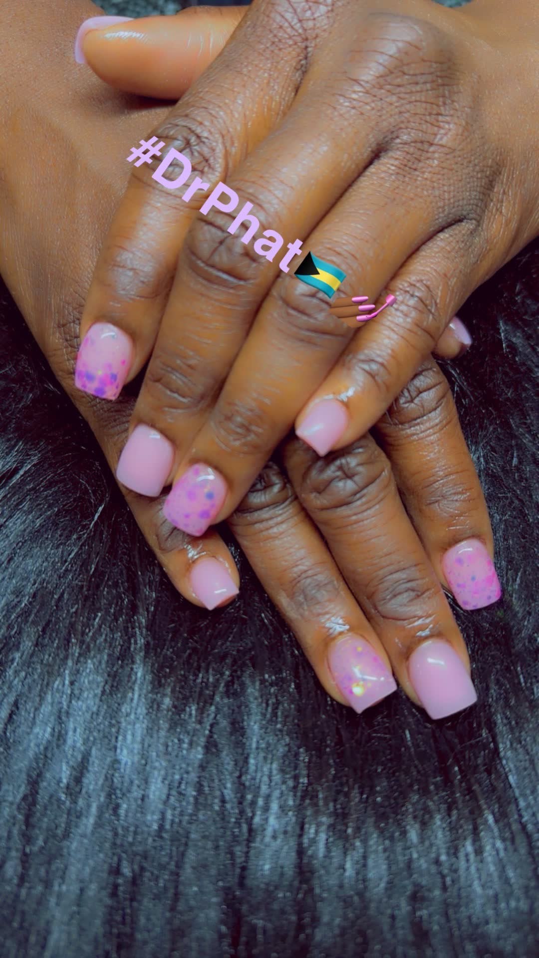 Soft pink with confetti glitter accents