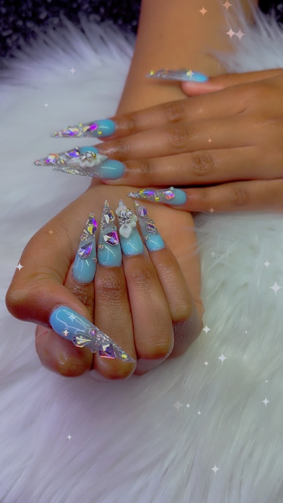Icy blue stiletto with jewel clusters