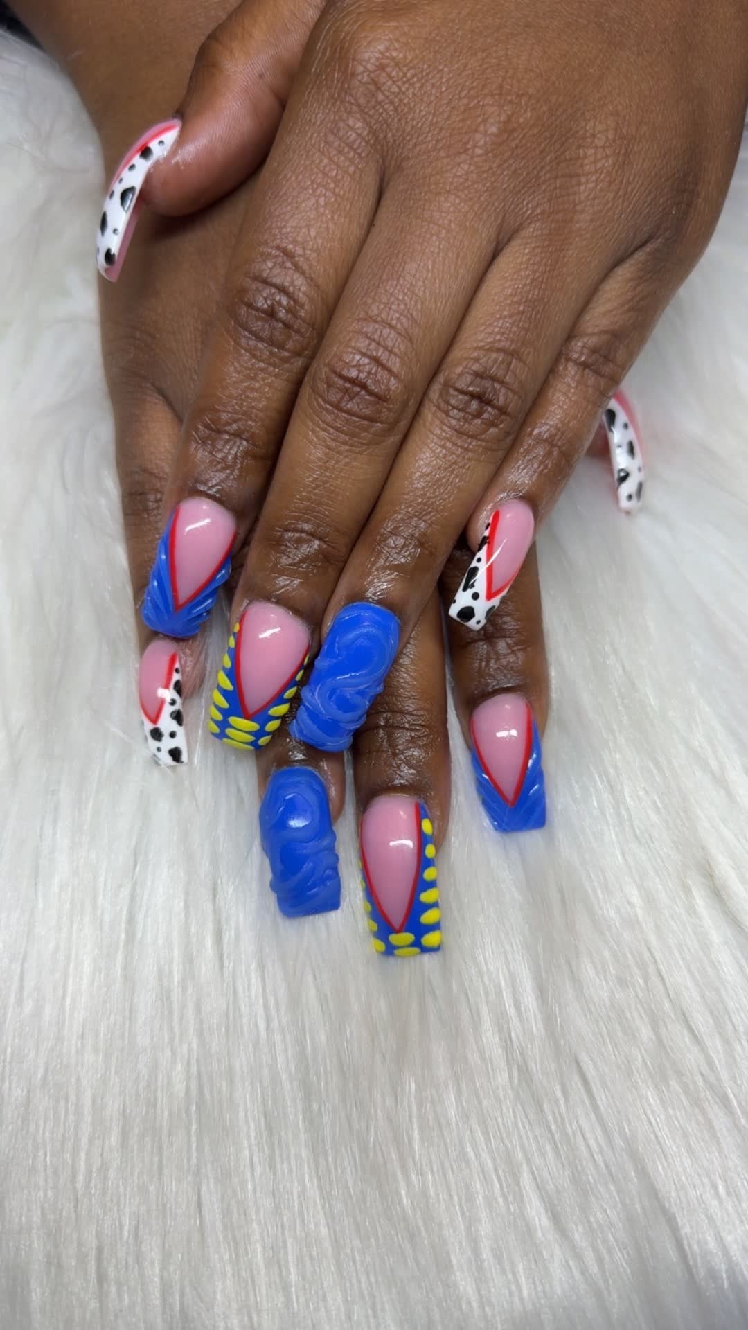 Blue, red and yellow graphic art set