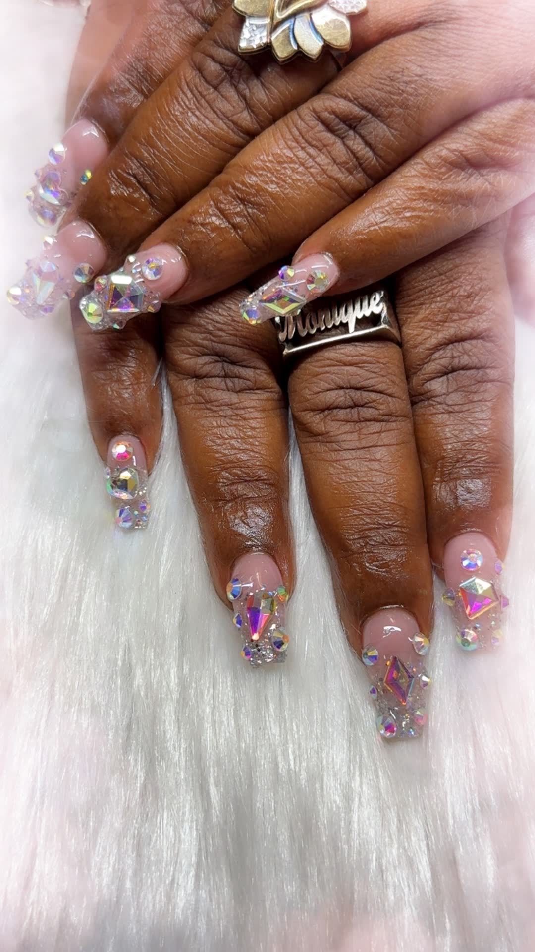 Clear coffin with crystal cluster tips